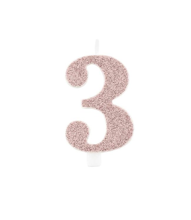 Givvi Candles Rose Gold Glitter Number Candle 9.5 cm-3