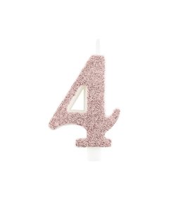 Givvi Candles Number 4 Metal Candle 9.5 cm-Rose Gold