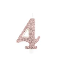 Givvi Candles Numeral Metal Candle 4 9.5 Cm-Rose Gold