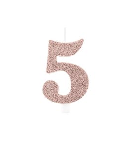 Givvi Candles Numeral Metal Candle 5 9.5 Cm-Rose Gold