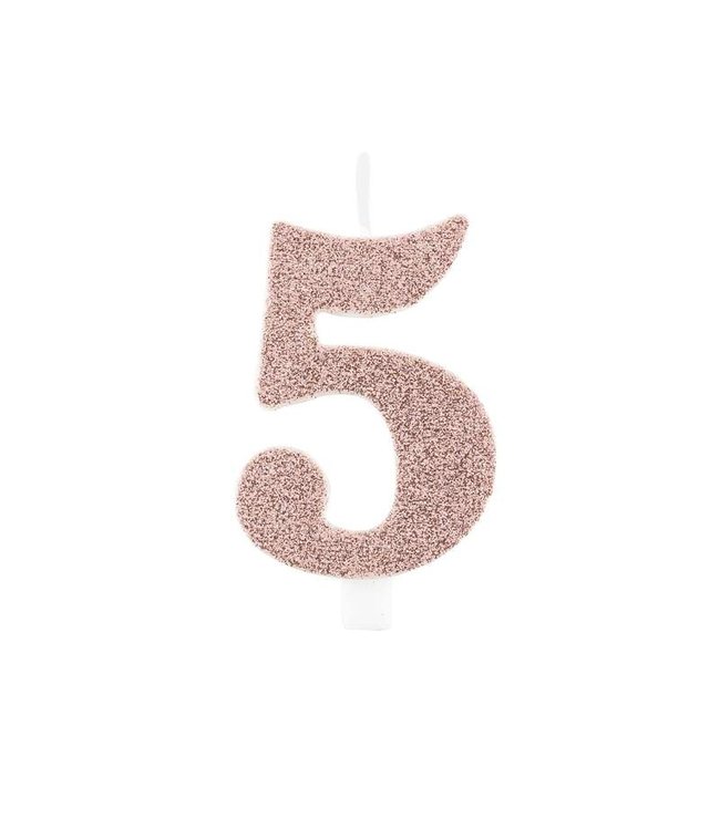 Givvi Candles Numeral Metal Candle 5 9.5 Cm-Rose Gold