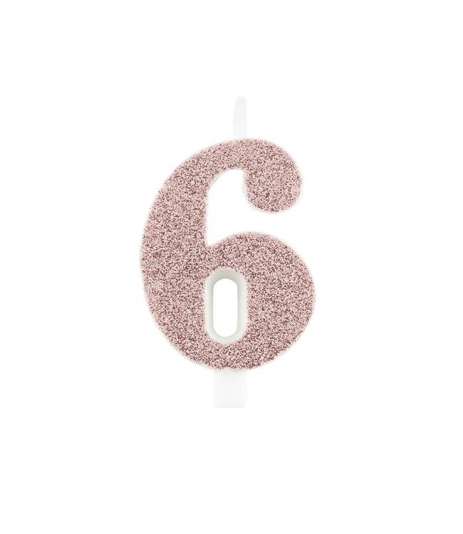 Givvi Candles Numeral Metal Candle 6 9.5 Cm-Rose Gold