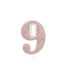 Givvi Candles Rose Gold Glitter Number Candle 9.5 cm-9