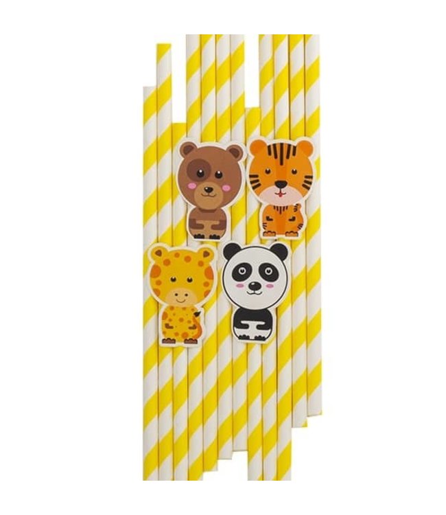 Givvi Candles Paper Straws 20 cm 10/pk-Zoo Party