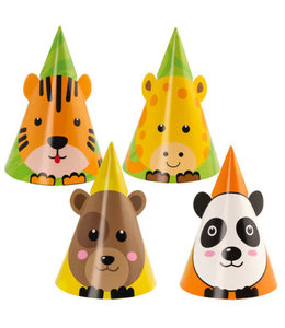 Givvi Candles Paper Hats 6/pk-Zoo Party Assorted