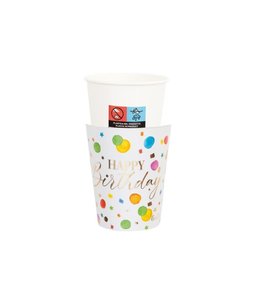 Givvi Candles Cups & Wrapper 8/pk-Happy Birthday