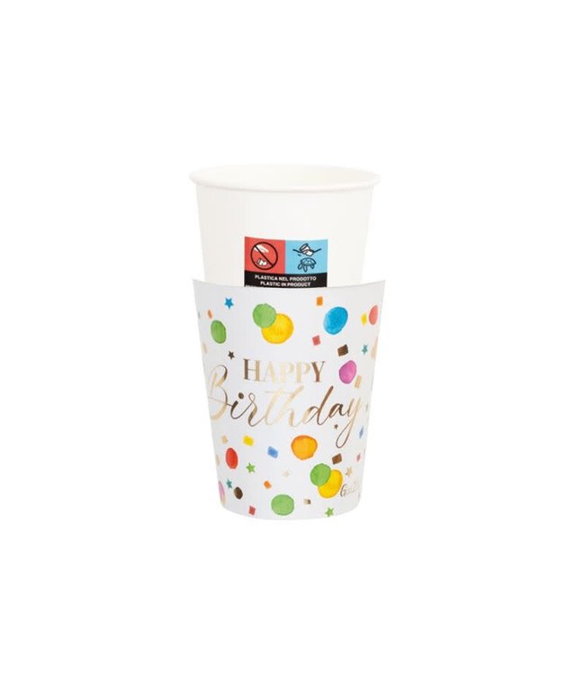 Givvi Candles Cups & Wrapper 8/pk-Confetti Birthday