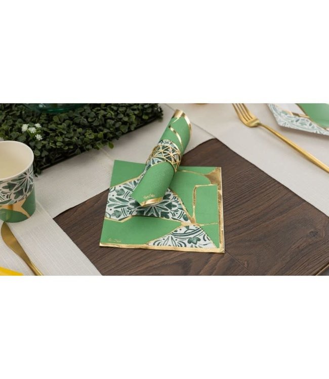 Givvi Candles Napkins 33x33 cm 16/pk-Kintsugi Green & Yellow
