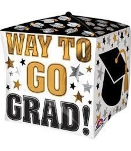 Anagram Ultra Cubes Foil Balloon-Way To Go Grad Gold & Black