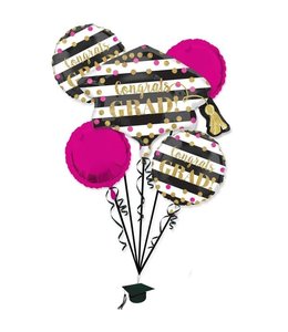 Anagram Balloon Bouquet-Gold Confetti Grad
