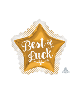 Anagram Supershape Foil Balloon 34X32 Inch- Best Of Luck Gold Star