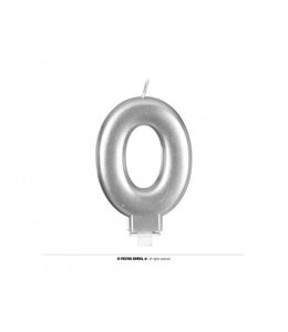 Fiestas Guirca SILVER METALLIC CANDLE Nº 0, 8 CMS.