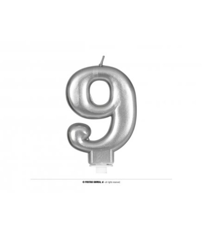 Fiestas Guirca Silver Metallic Candle 8Cm-No 9