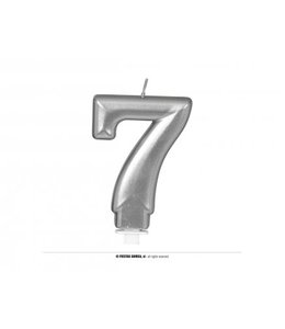 Fiestas Guirca SILVER METALLIC CANDLE Nº 7, 8 CMS.