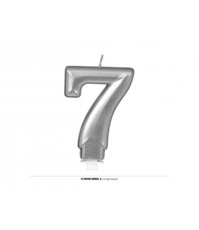 Fiestas Guirca Silver Metallic Candle 8Cm-No 7