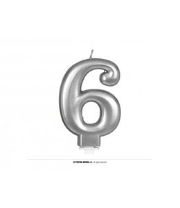 Fiestas Guirca SILVER METALLIC CANDLE Nº 6, 8 CMS.