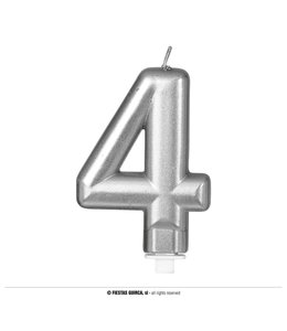 Fiestas Guirca SILVER METALLIC CANDLE Nº 4, 8 CMS.