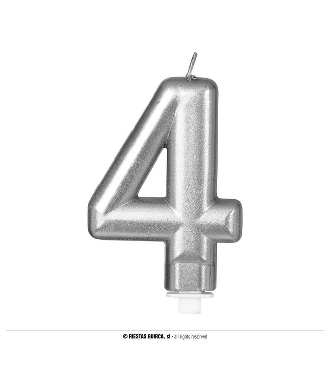 Fiestas Guirca Silver Metallic Candle 8Cm-No 4