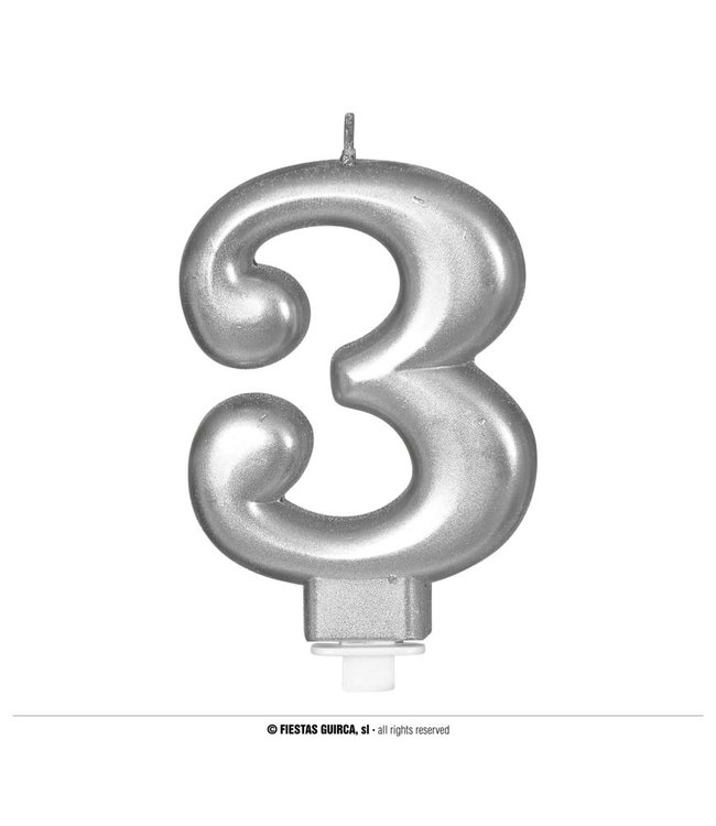 Fiestas Guirca Silver Metallic Candle 8Cm-No 3