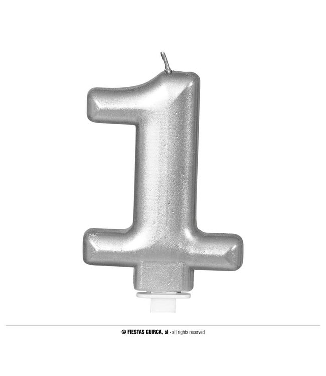 Fiestas Guirca Silver Metallic Candle 8 cm-No 1
