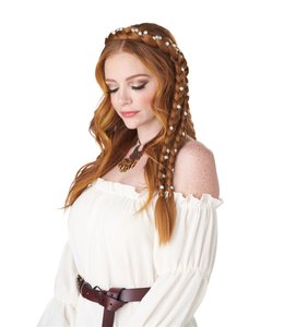 California Costumes Halo Braids With White Flowers-Strawberry Blonde