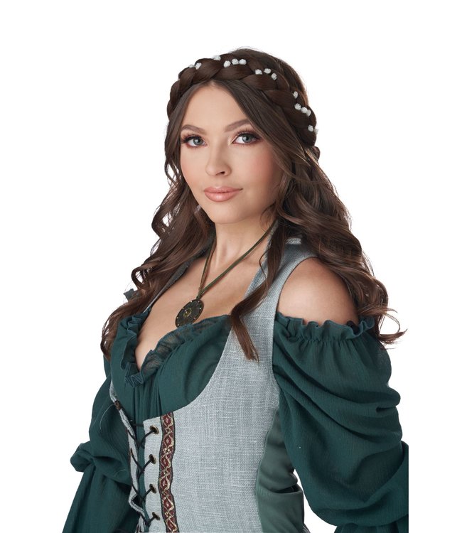 California Costumes Halo Braids With Flowers-Brunette