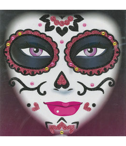 Rubies Costumes Day of The Dead-Glitter Tattoos-Pink