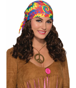 Rubies Costumes Hippie Head Scarf With Wig-Brown