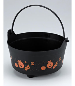 Rubies Costumes Halloween Trick Or Treat Cauldron-Orange Pumpkins on Black With Handle