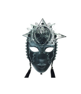 KBW Global Full Face Mask W/Gems And Tassels-Black/Gold