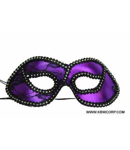 KBW Global Black And White Trim Embelished Domino Mask-Purple