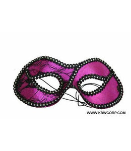 KBW Global Black And White Trim Embelished Domino Mask-Hot Pink