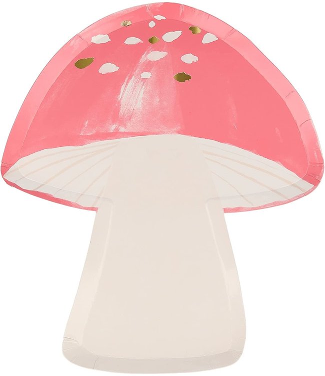 Meri Meri 7.5 x 8.6 Inch Plates 8/pk-Fairy Toadstool