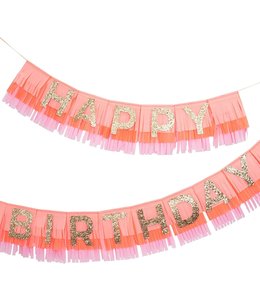 Meri Meri Happy Birthday Fringe Garland-Pink