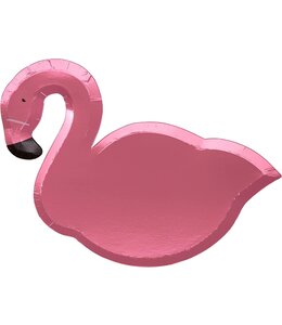 Meri Meri Die Cut Shaped Plates 8/pk-Flamingo