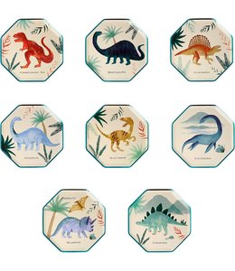 Meri Meri 8 1/4 x 8 1/4 Inch Side Plates 8/pk-Dinosaur Kingdom