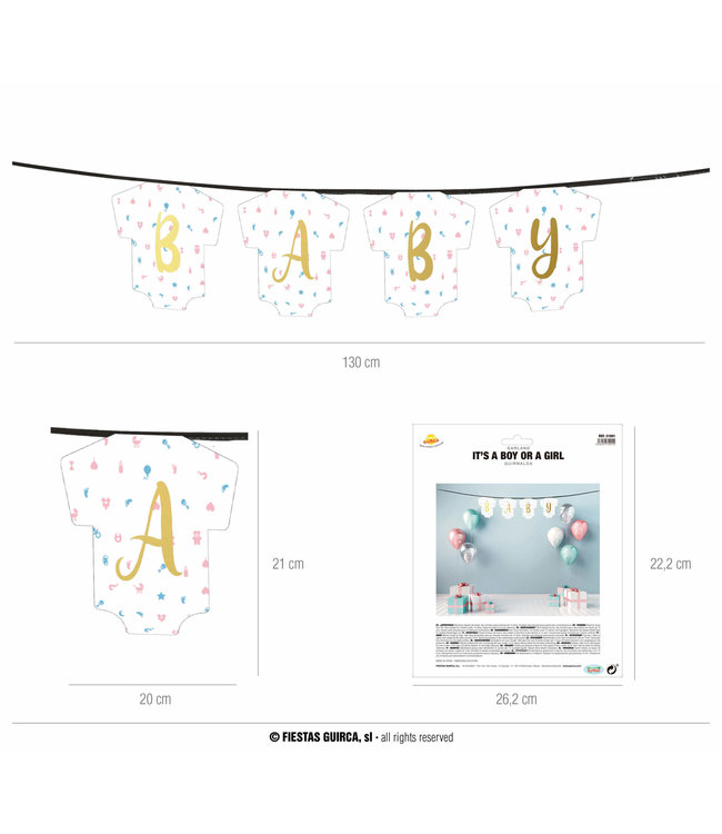 Fiestas Guirca Garland Bodies It'S A Boy Or A Girl 130 Cms