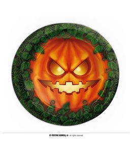 Fiestas Guirca Scary Pumpkin With Vine Plates 23 Cm 6/pk