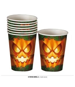 Fiestas Guirca Scary Pumpkin With Vine Paper Cups 240 Ml 9 Cm 6/Pk