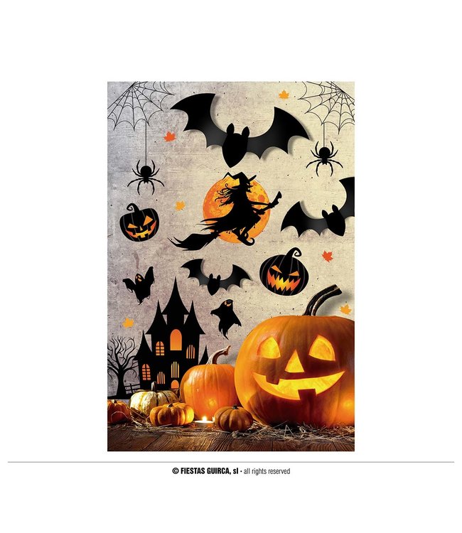 Fiestas Guirca Adhesive Wall Decoration 70X80 Cm-Silhouette Halloween Icons