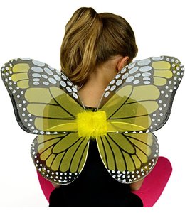 Midwest Design Imports Nylon Butterfly Wings 20X15 Inch-Yellow Monarch with black elastic straps