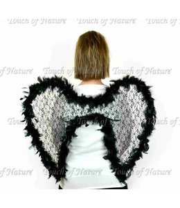 Midwest Design Imports Black Lace Feather Wing 21 x 23" w/Elastic Straps, 1pc