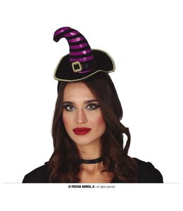 Fiestas Guirca Mini Witch Hat Tiara-Black & Purple