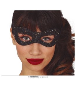 Fiestas Guirca Glitter Mask With Stars-Black