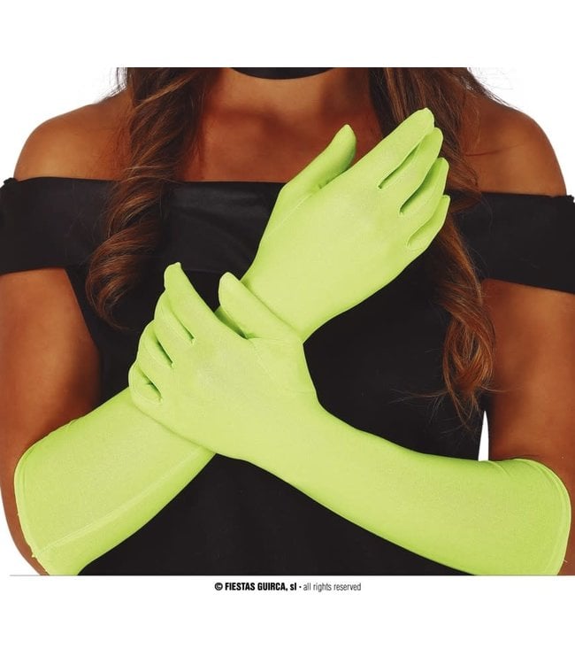 Fiestas Guirca Lime Green Gloves 42 Cms