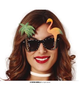 Fiestas Guirca Glasses With Palm Tree And Flamingo