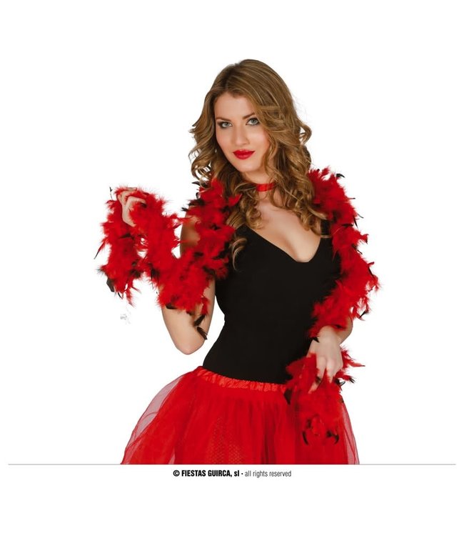 Fiestas Guirca Red And Black Feather Boa 1.80 Mts. (40 Grams)