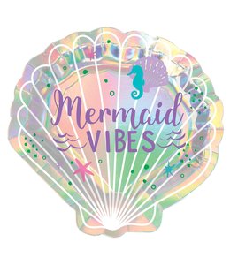 Amscan Inc. Shimmering Mermaids 7 Inch Shell Shaped Iridescent Plate 8/pk