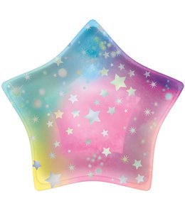 Amscan Inc. Luminous 7 Inch Iridescent Star Shaped Plates 8/pk