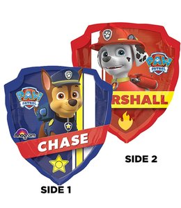 Anagram 27 Inch Balloon-Paw Patrol Shield Double Sided Chase & Marshall-PKG
